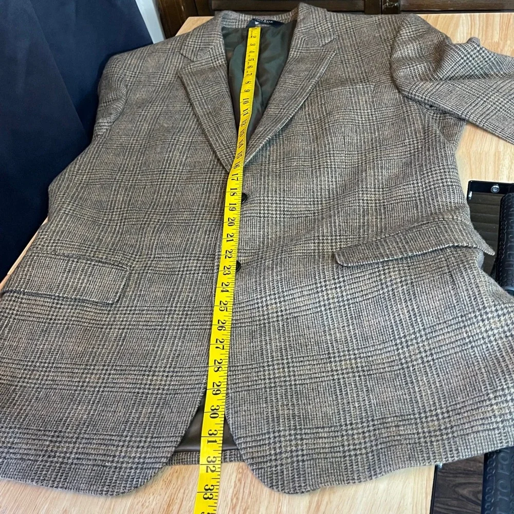 Jos A Bank Mens 43R Brown Plaid 100% Camel Hair 2B‎ Sport Coat Blazer